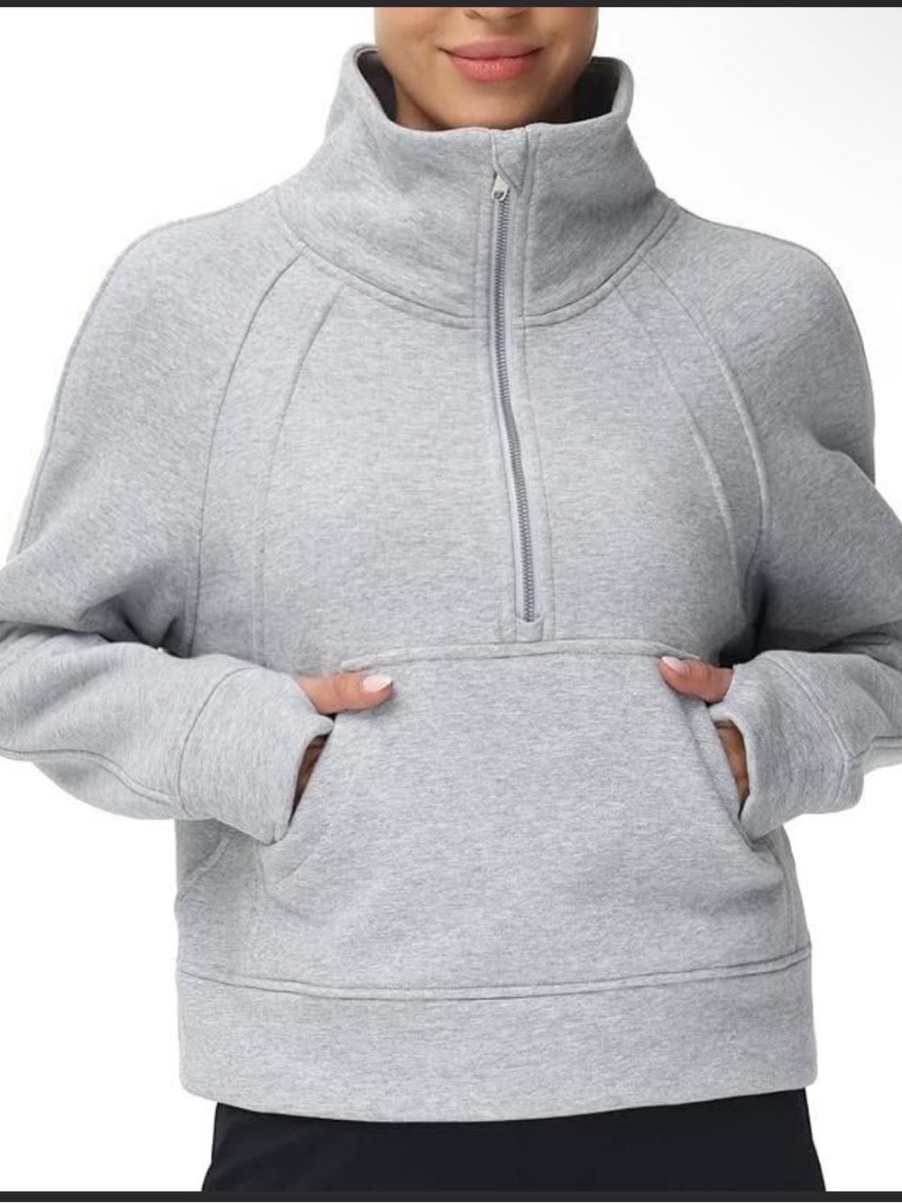 (M) Women's Grey Quarter Zip Sweatshirt Pullover